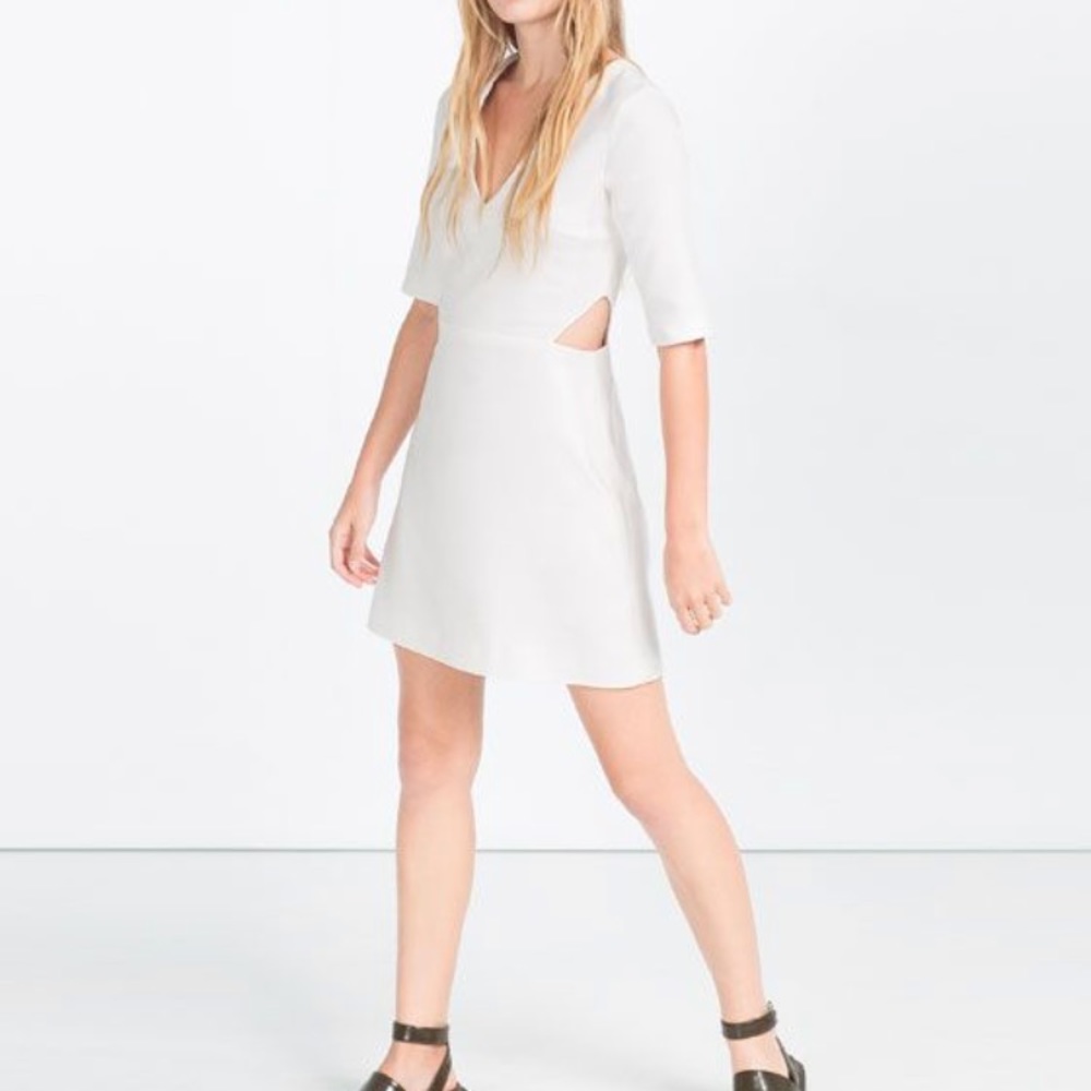 Zara Trafaluc Collection White Dress with Cut Outs